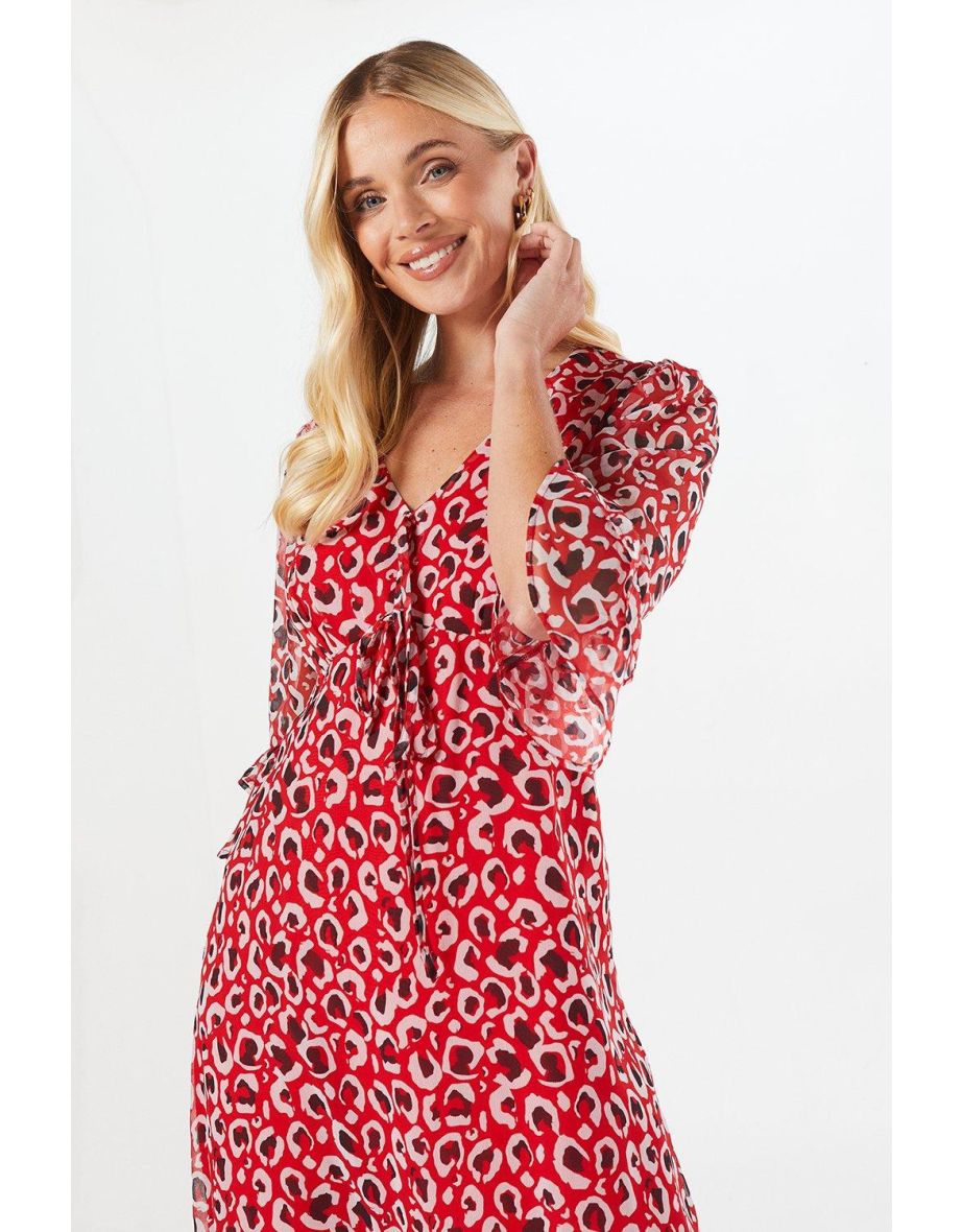 Petite Red Leopard Tea Dress - 3