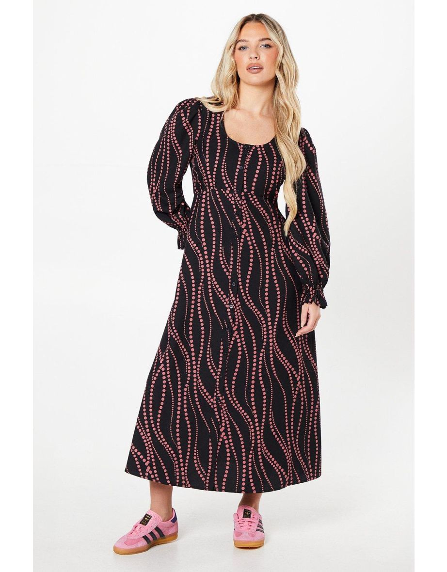 Petite Pink Spot Scoop Neck Shirt Dress