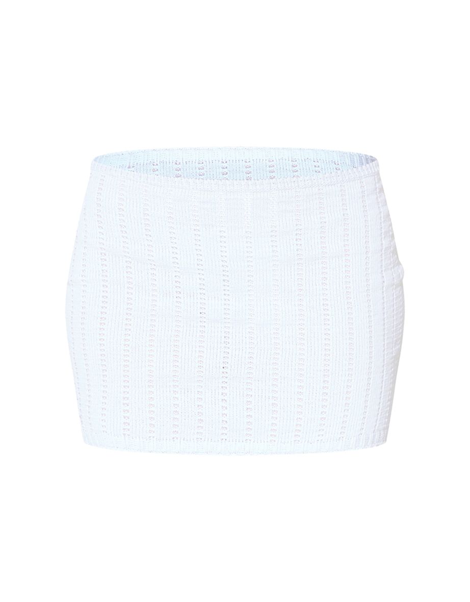 White Distressed Ladder Knit Mini Skirt - 5