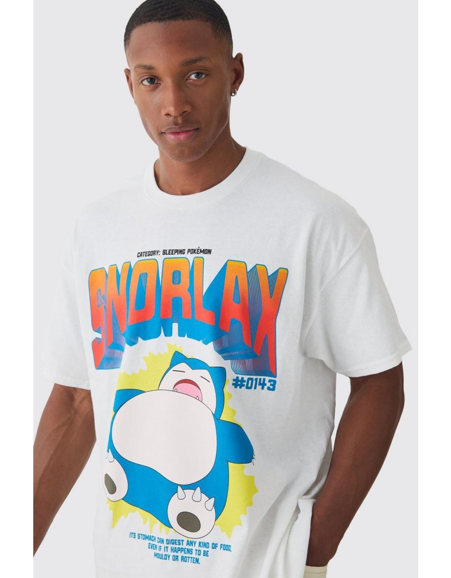 Oversized Pokemon Snorlax License T-shirt - white - 2
