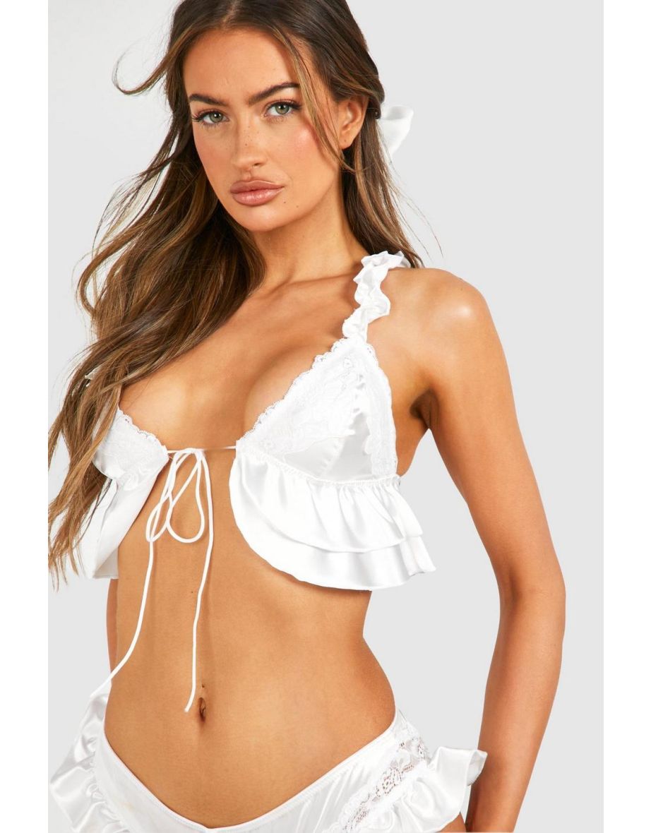 Bridal Frill Detail Bralet - white - 3