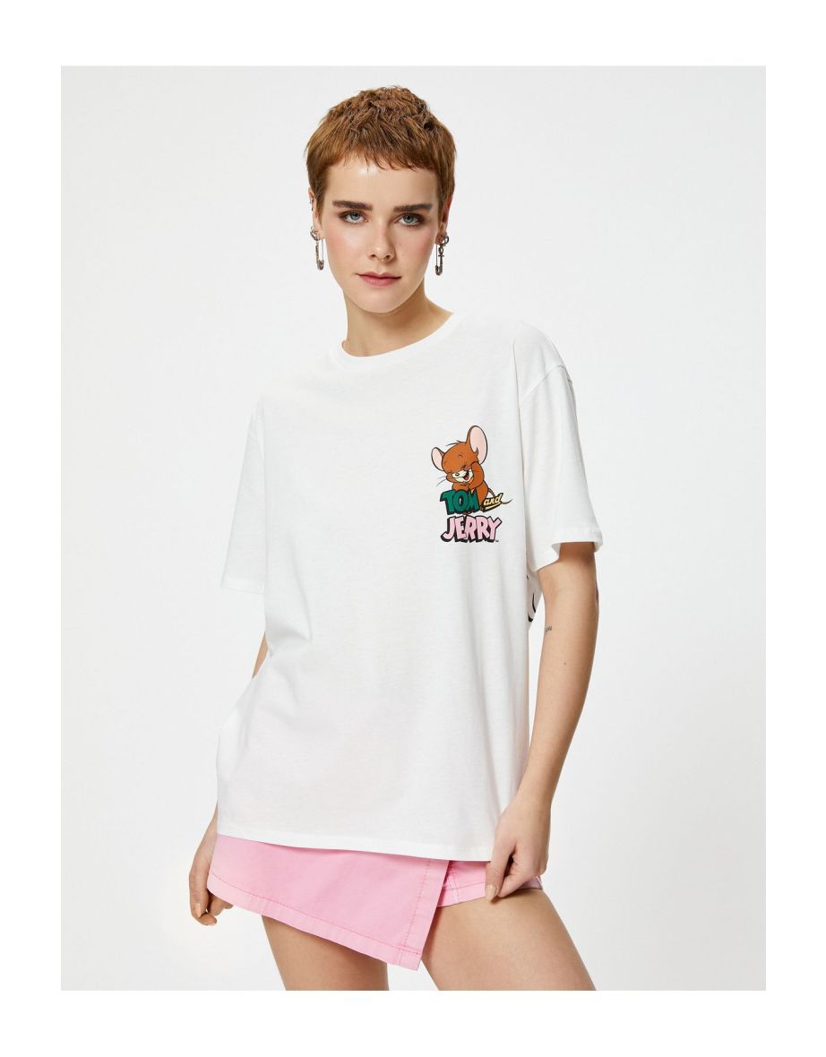 Tom and Jerry T-Shirt Licensed Back Printed Short Sleeve Crew Neck Cotton