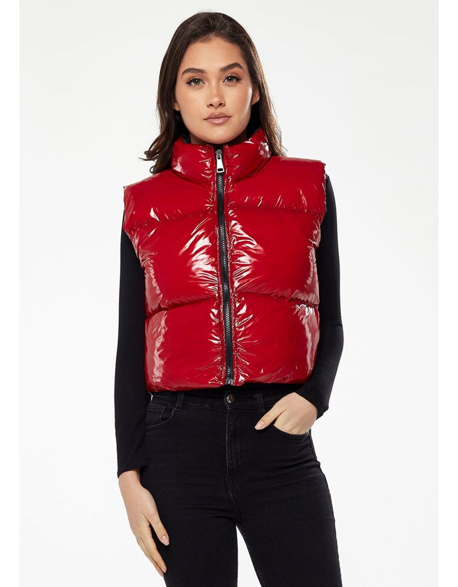 Women’s Wet Look Gilet in Red