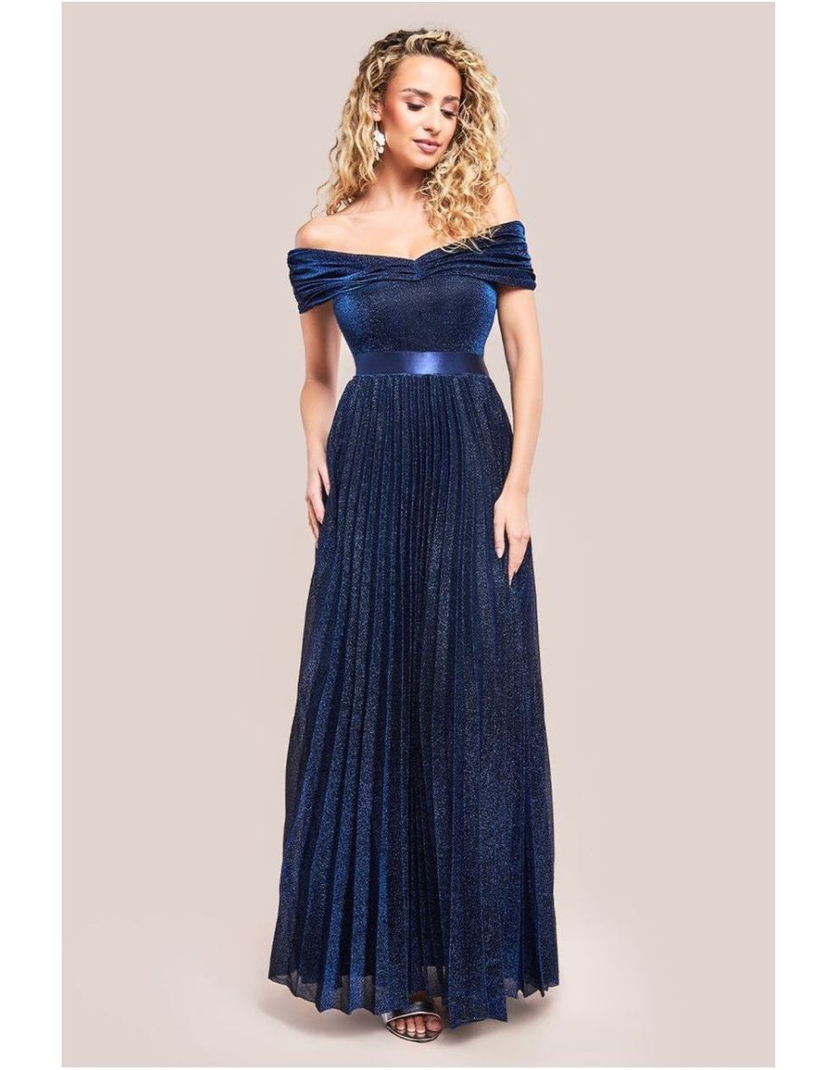 Goddiva Bardot Pleated Skirt Maxi