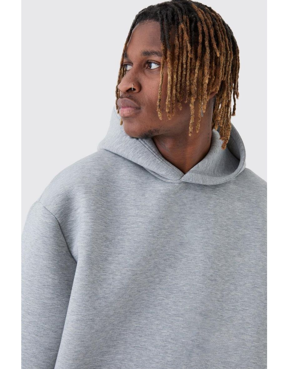 Tall Oversized Boxy Marl Scuba Hoodie - grey marl - 2