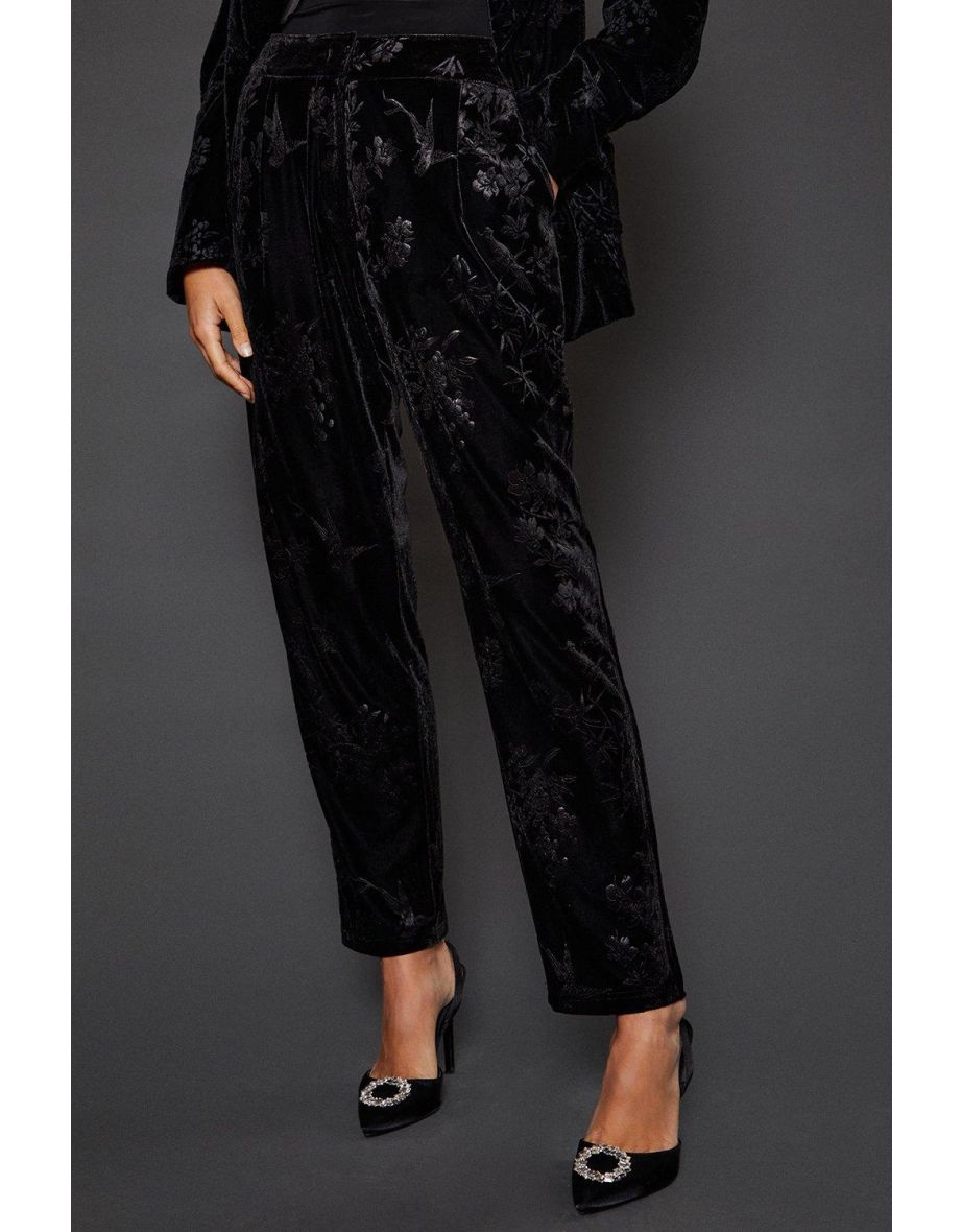 Floral Velvet Tapered Trousers - 3