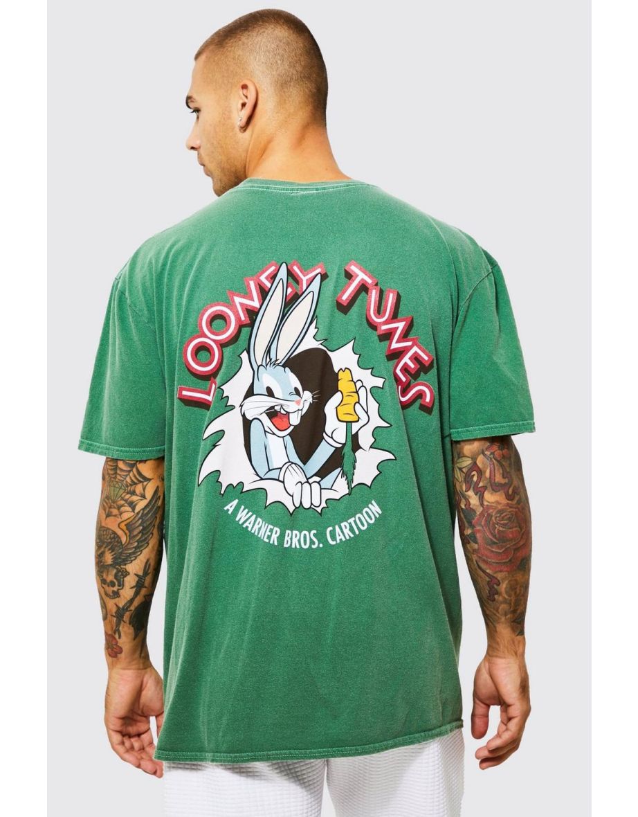 Oversized Looney Tunes Overdye T-shirt - green