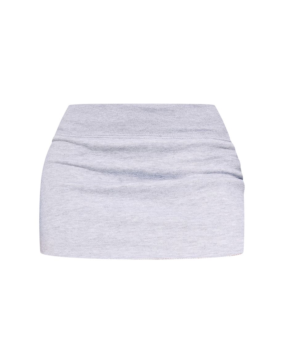 Petite Grey Marl California Sweat Raw Hem Mini Skirt - 5