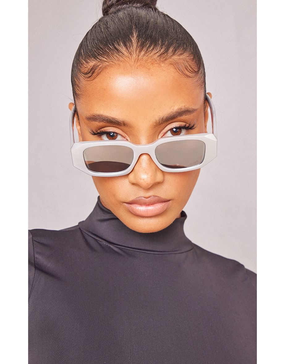 PRETTYLITTLETHING Silver Lens Square Frame Sunglasses