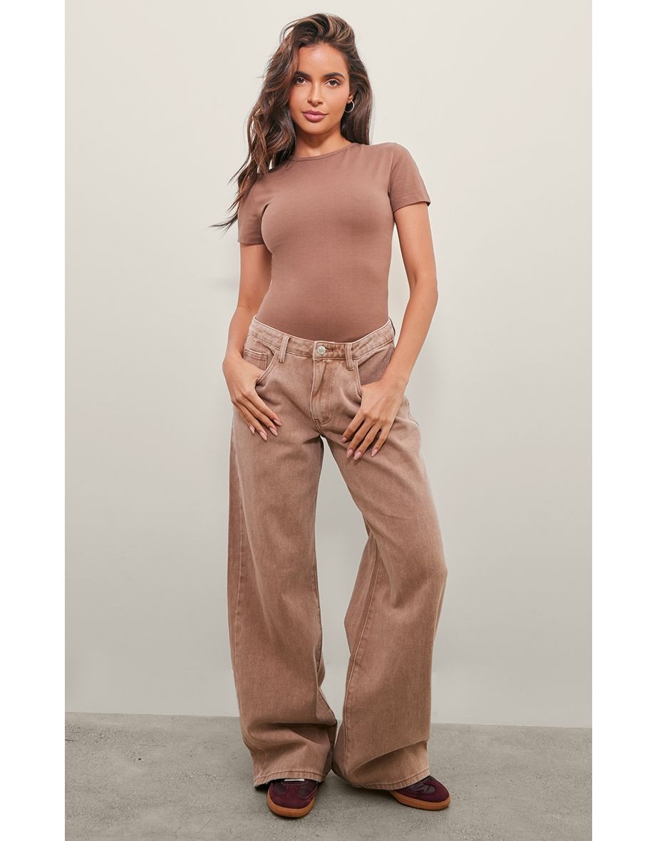 Taupe Premium Cotton Cap Sleeve Fitted Bodysuit