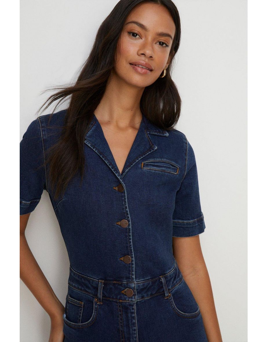 Fit And Flare Denim Jumpsuit - 2