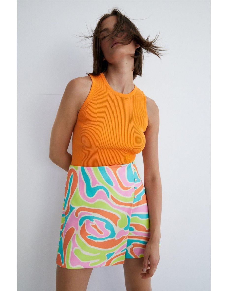 Petite Printed Mini Skort