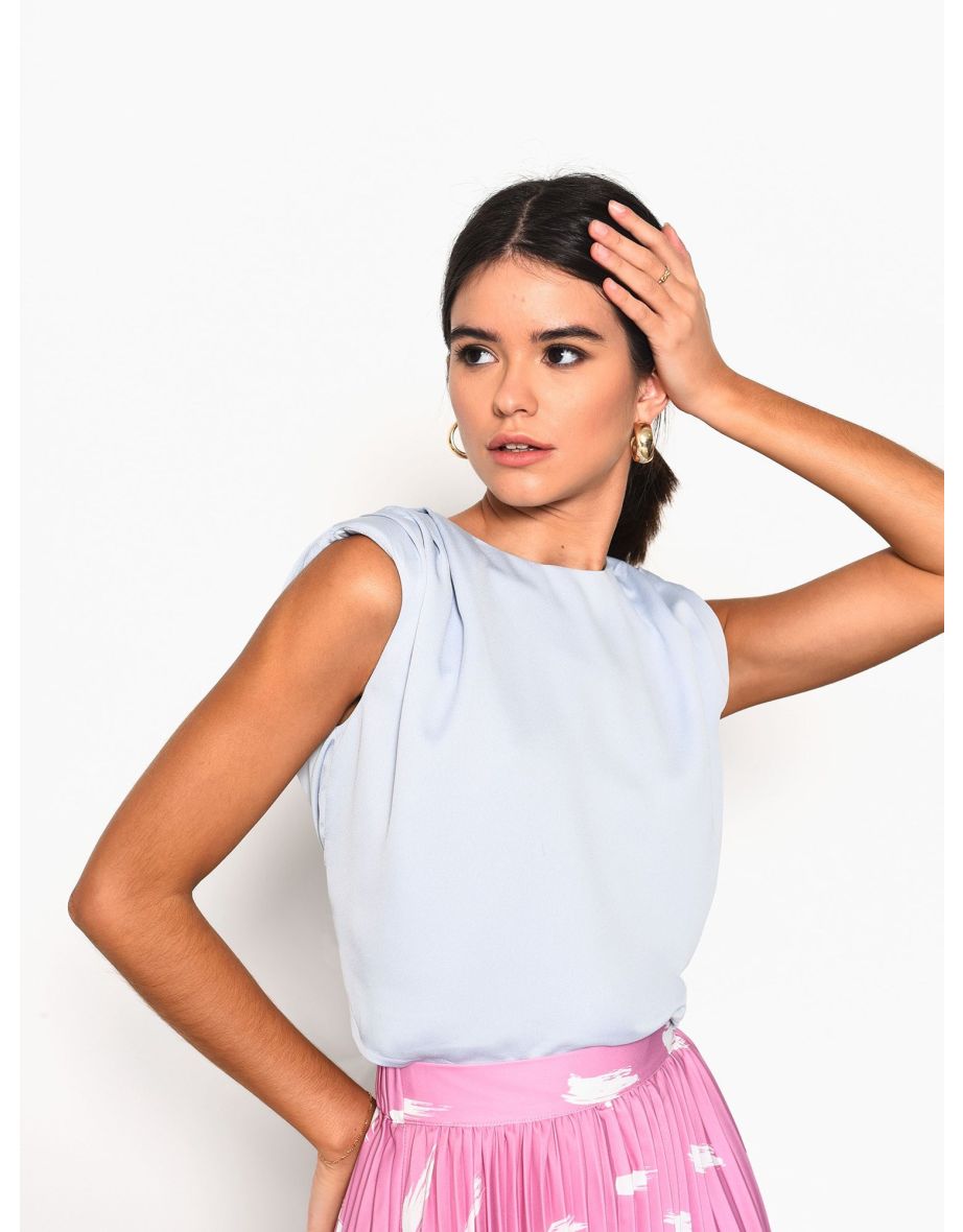 Glamorous Dusty Blue Grey Top - 2