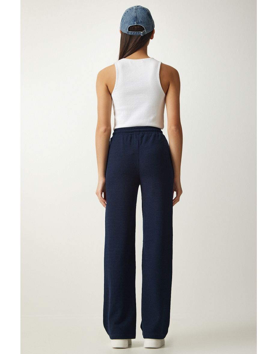 Women's Navy Blue Pocket Camisole Sweatpants - 4