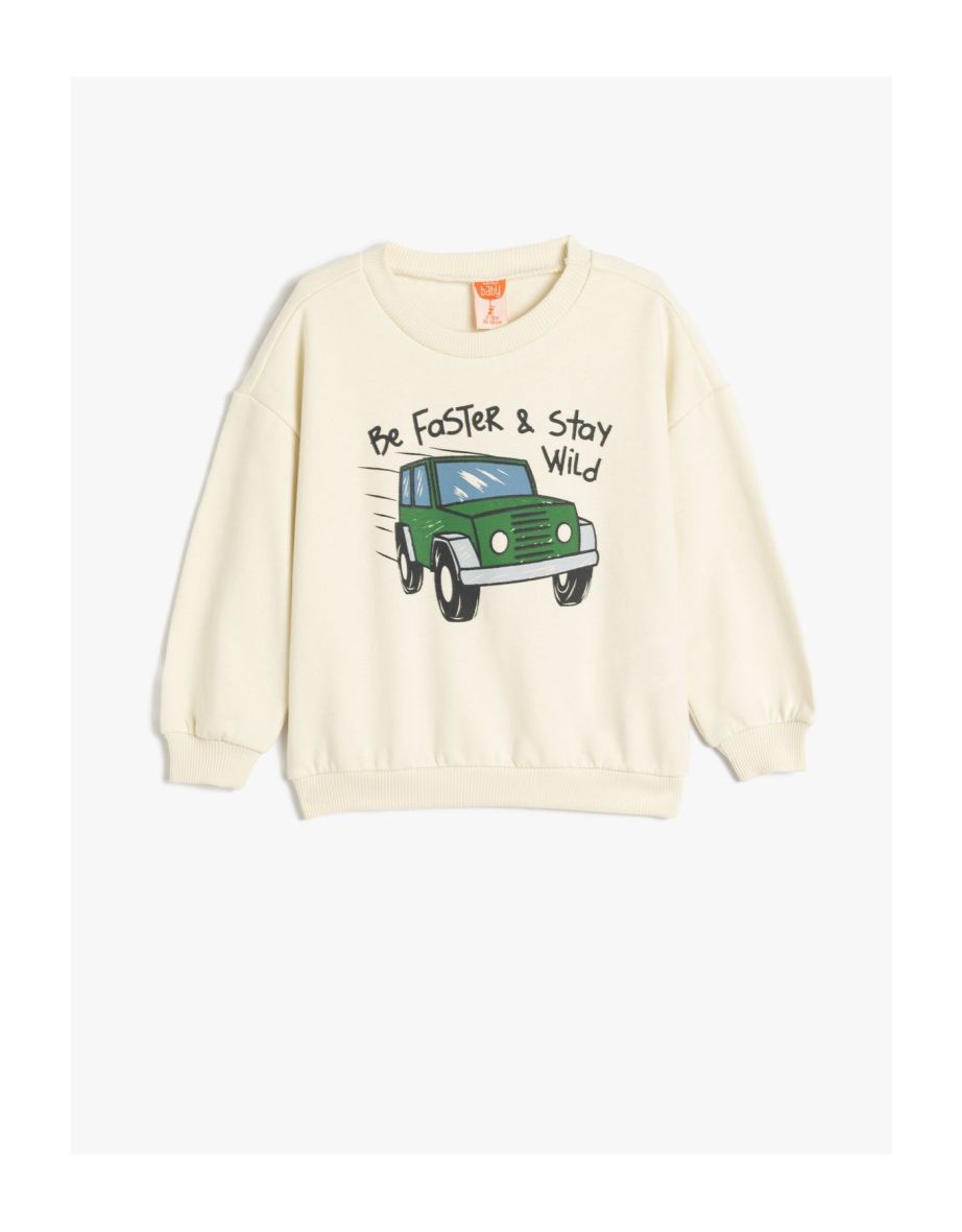 Sweatshirt Car Printed Long Sleeve Crew Neck