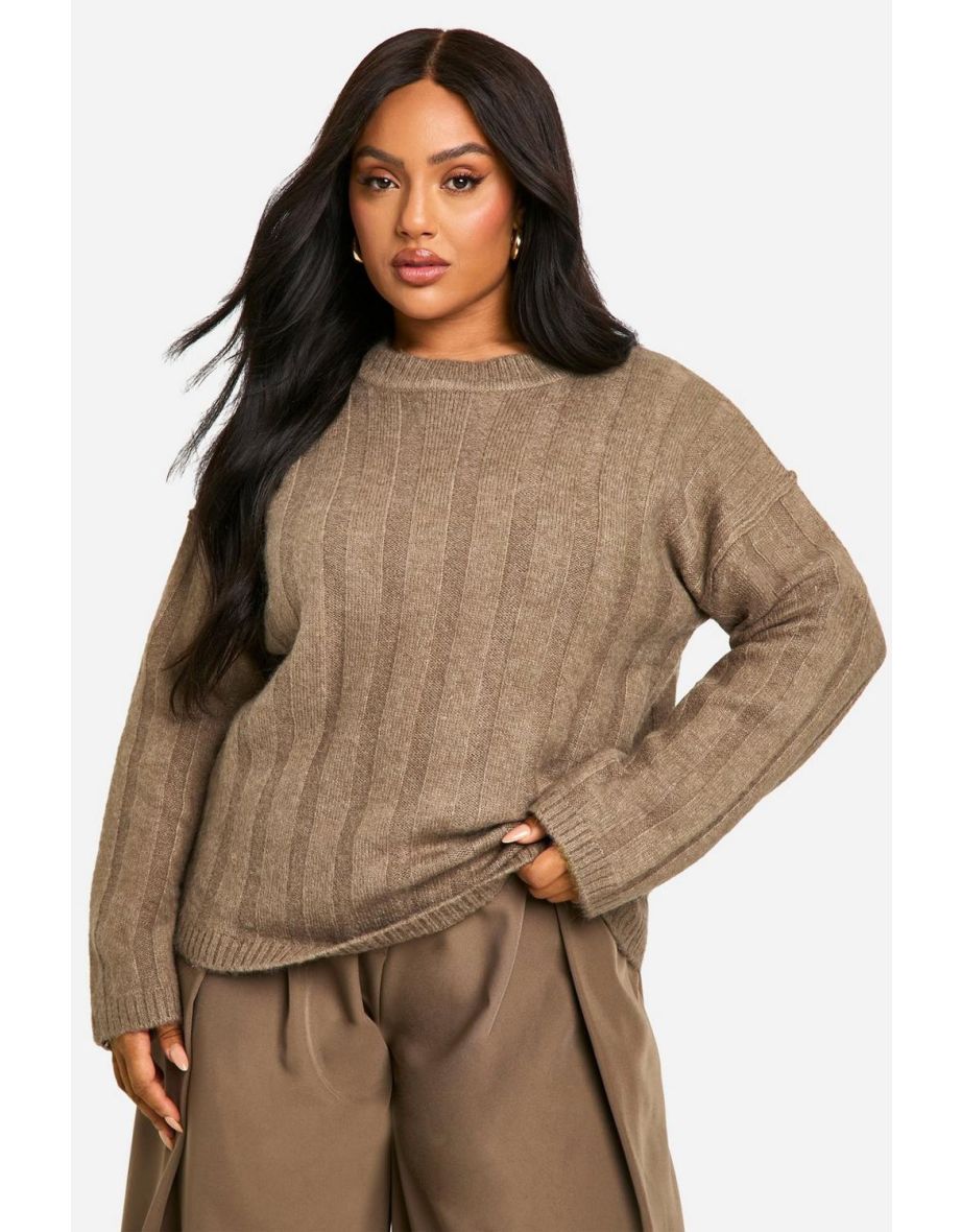 Plus Soft Wide Rib Oversized Jumper