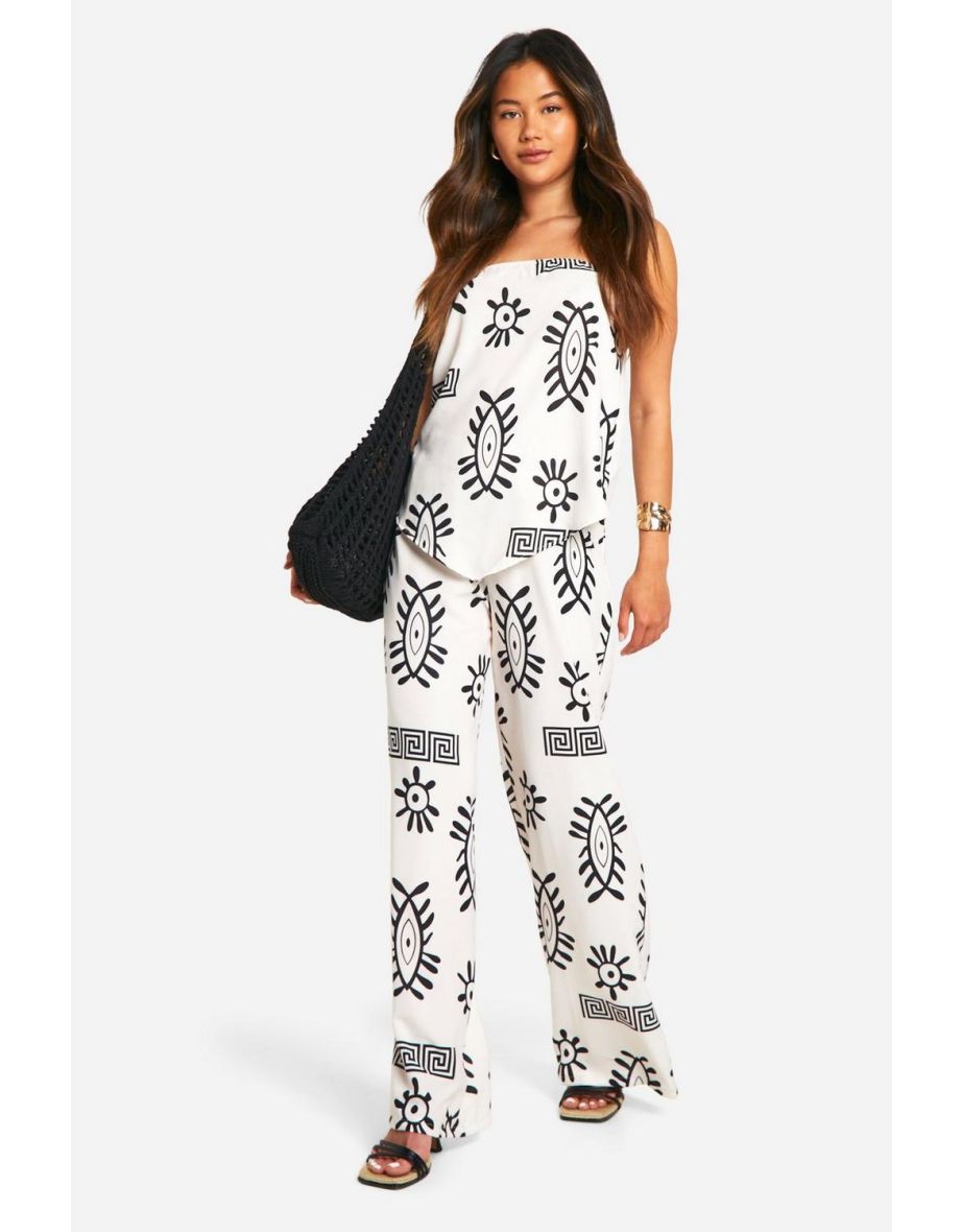 Hammered V Hem Boho Bandeau & Wide Leg Trousers
