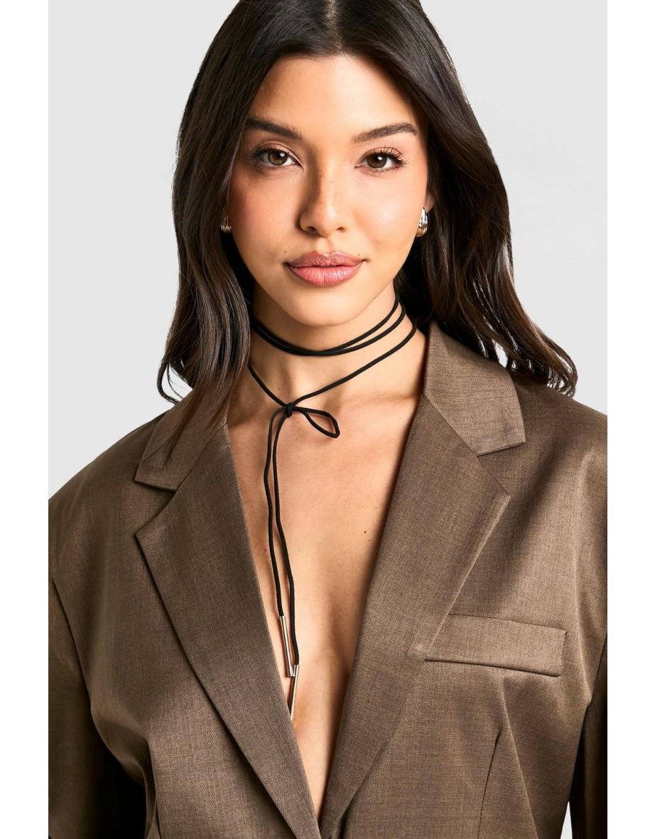 Multi Tie Bow Choker Necklace - black