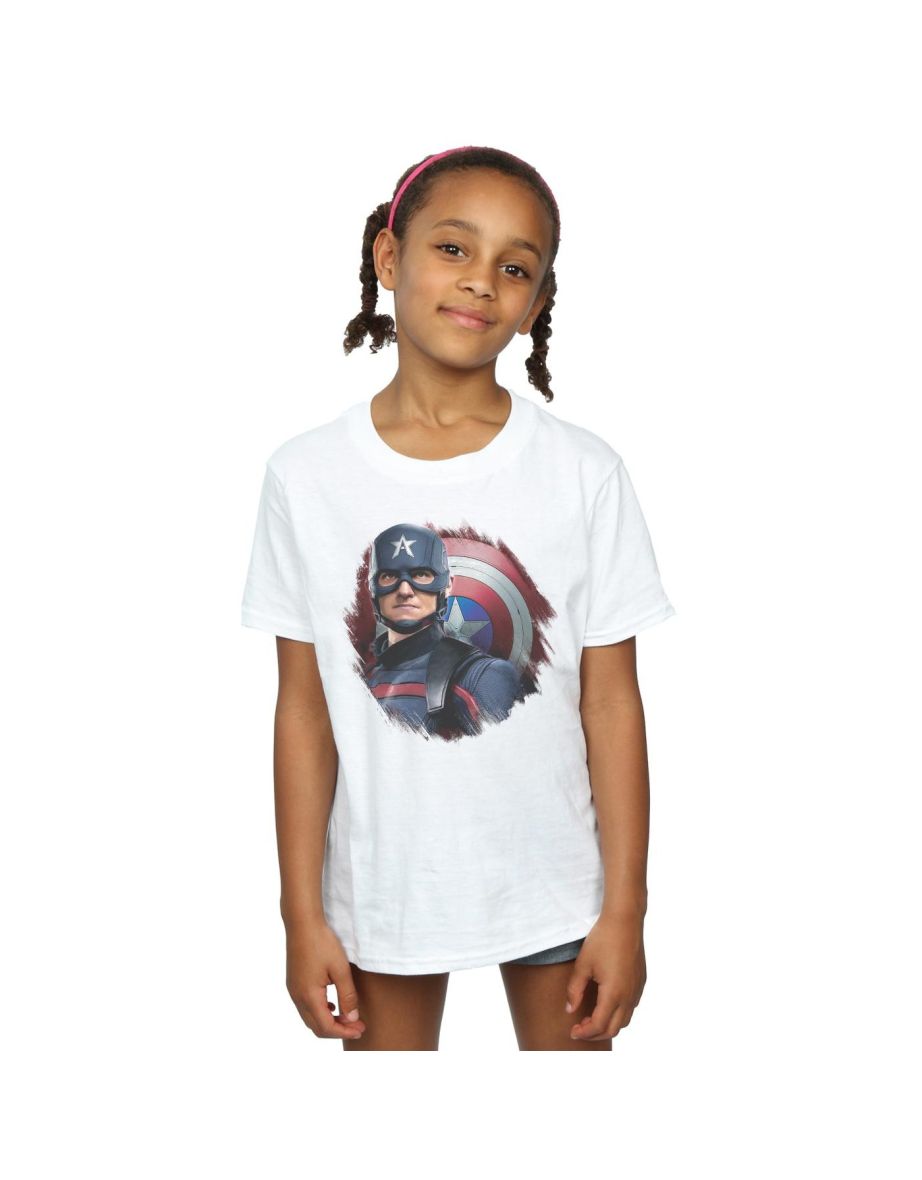 Marvel Girls The Falcon And The Winter Soldier Captain America Stare Cotton T-Shirt - White