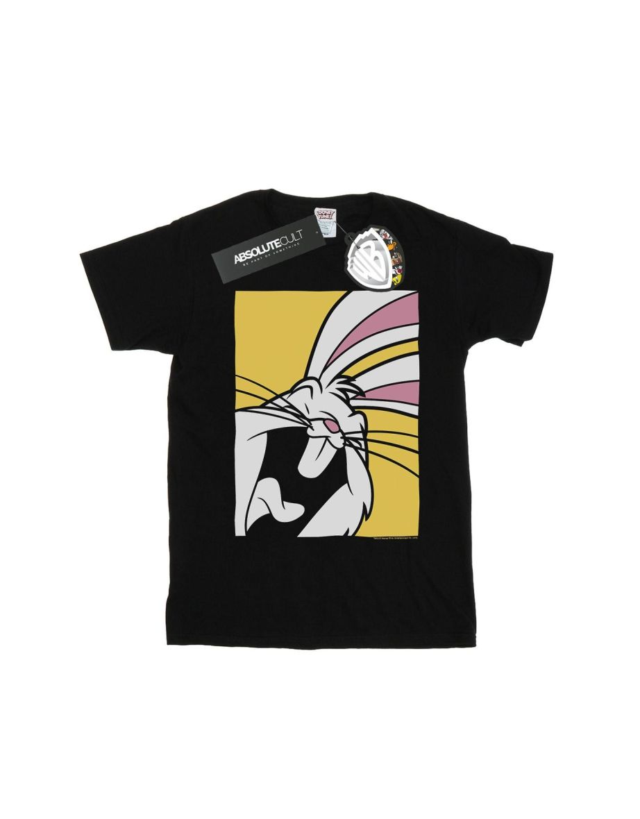 Looney Tunes Mens Bugs Bunny Laughing T-Shirt - Black
