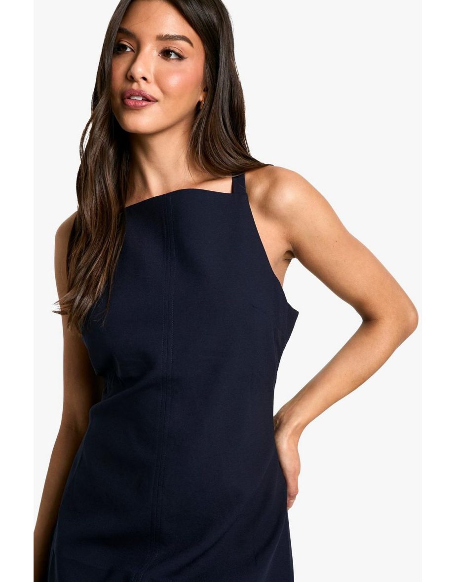 Tailored Shift Dress - navy - 3