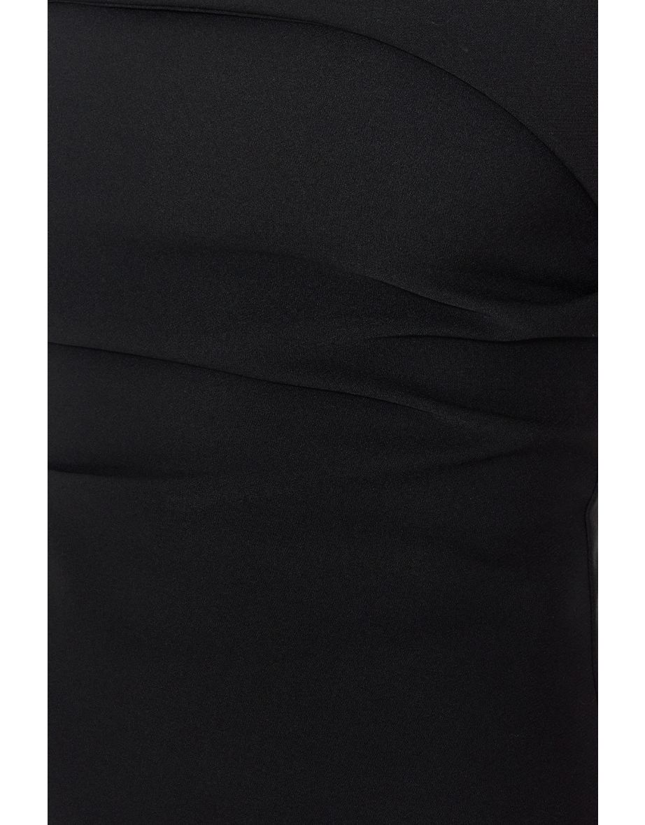 Black Strapless Fitted Woven Woven Blouse - 7