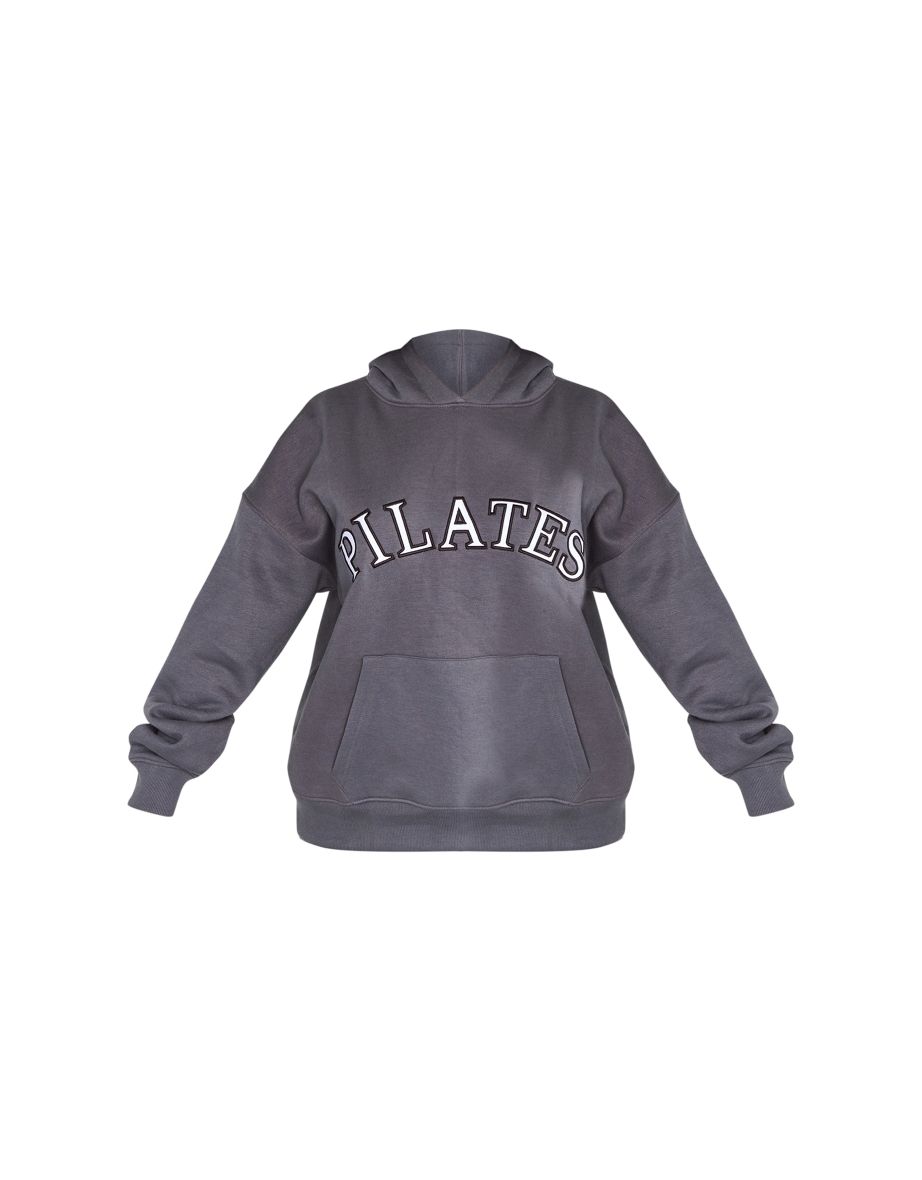 Petite Charcoal Pilates Slogan Hoodie - 4