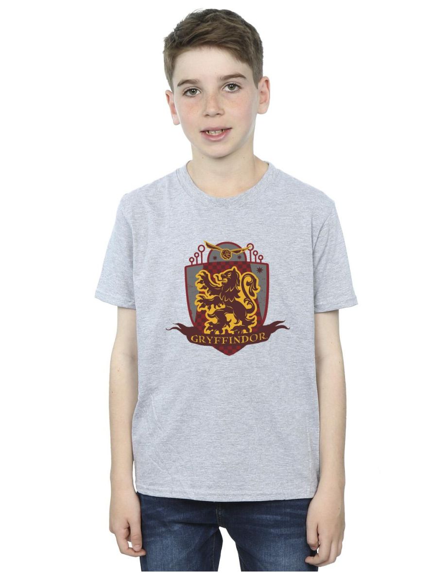 Harry Potter Boys Gryffindor Chest Badge T-Shirt - Sports Grey