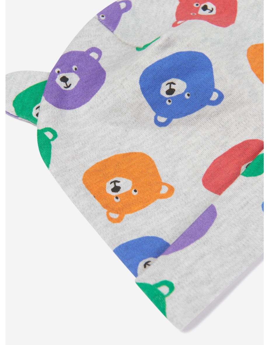 Baby Bears Print Hat With Ears in Multicolour - 4