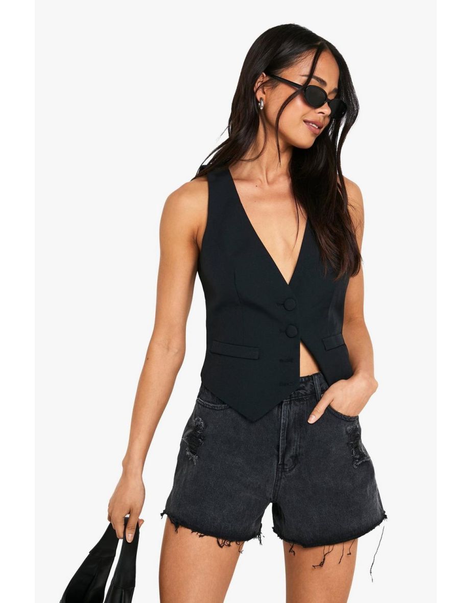 Washed Black Denim Shorts