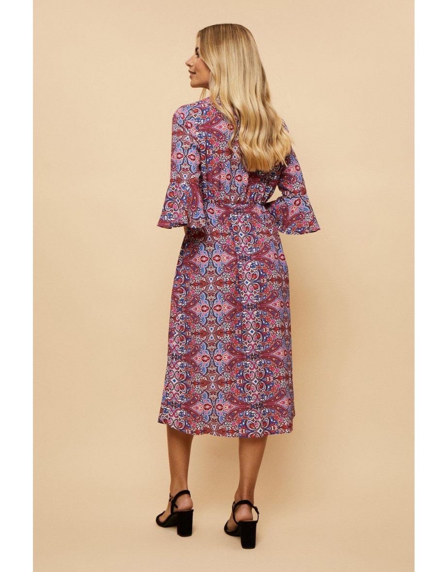 Petite Pink Aztec Midi Shirt Dress - 2