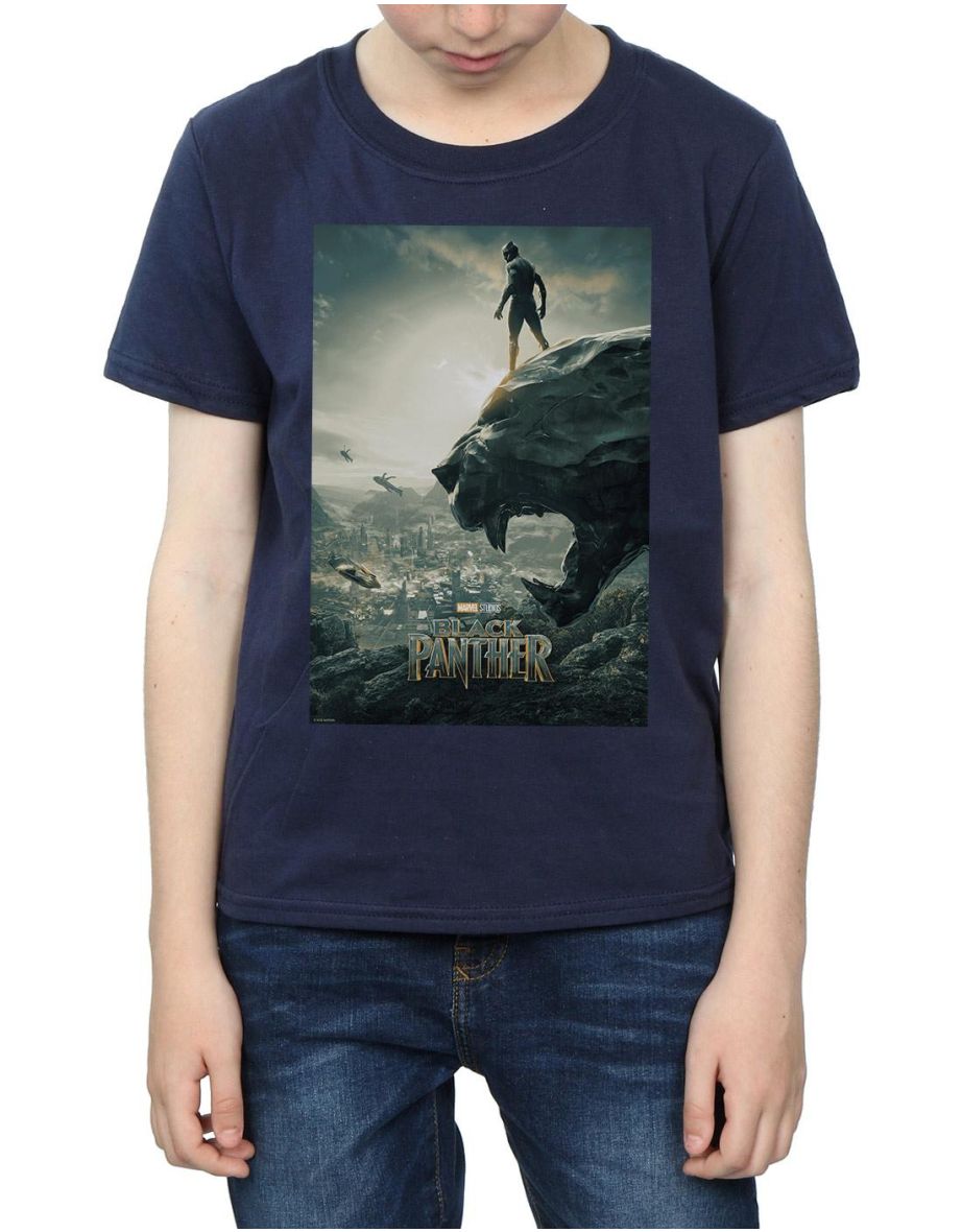 Marvel Boys Black Panther Poster T-Shirt - Navy Blue - 3