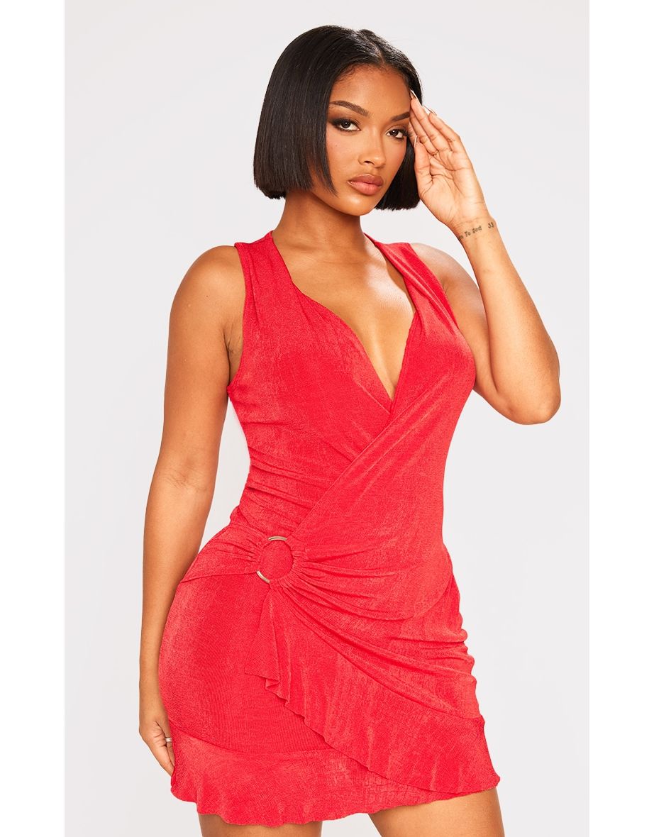 Plt red outlet wrap dress