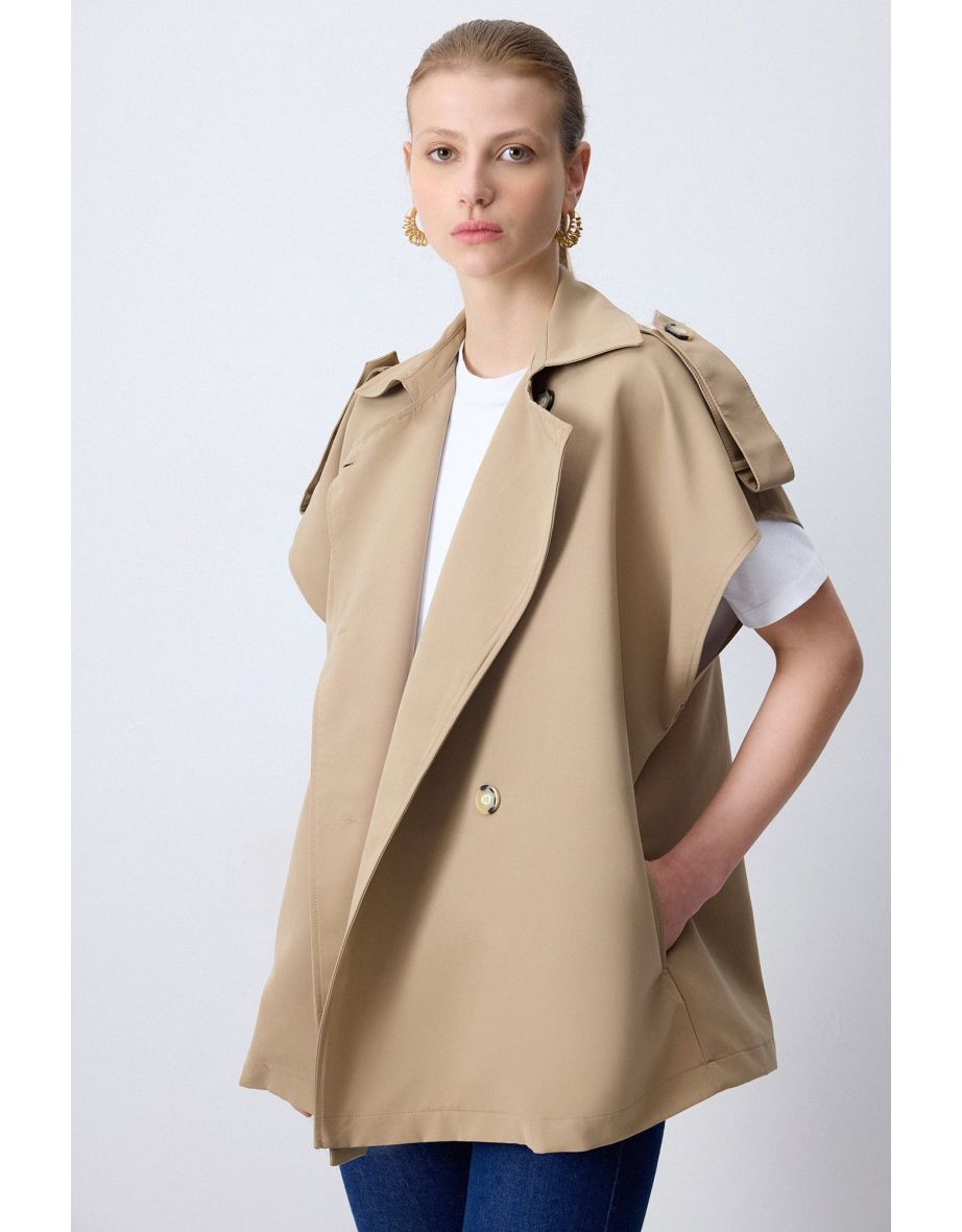 DOUBLE-BREASTED TRENCH VEST