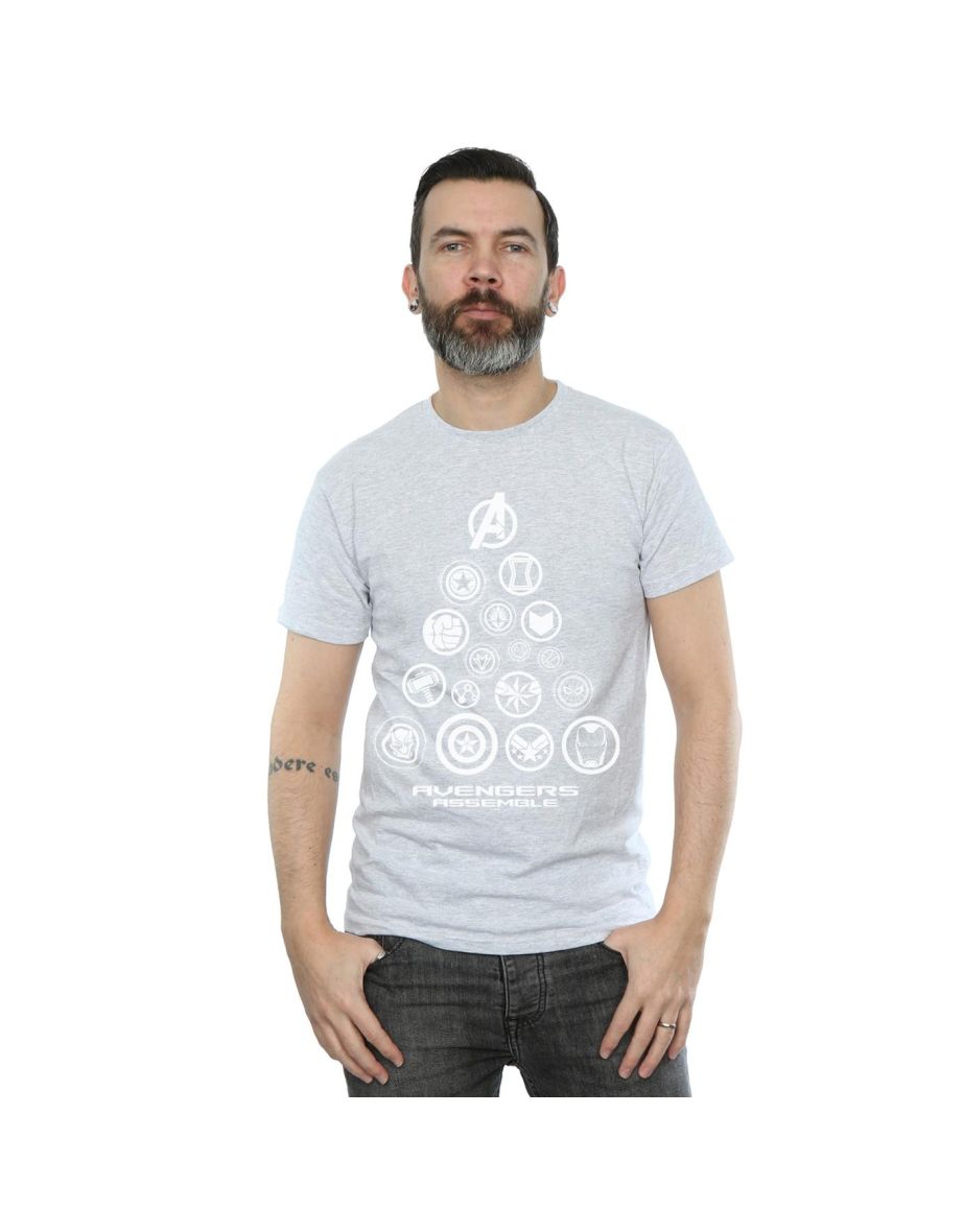 Marvel Mens Avengers Endgame Pyramid Icons T-Shirt - Sports Grey