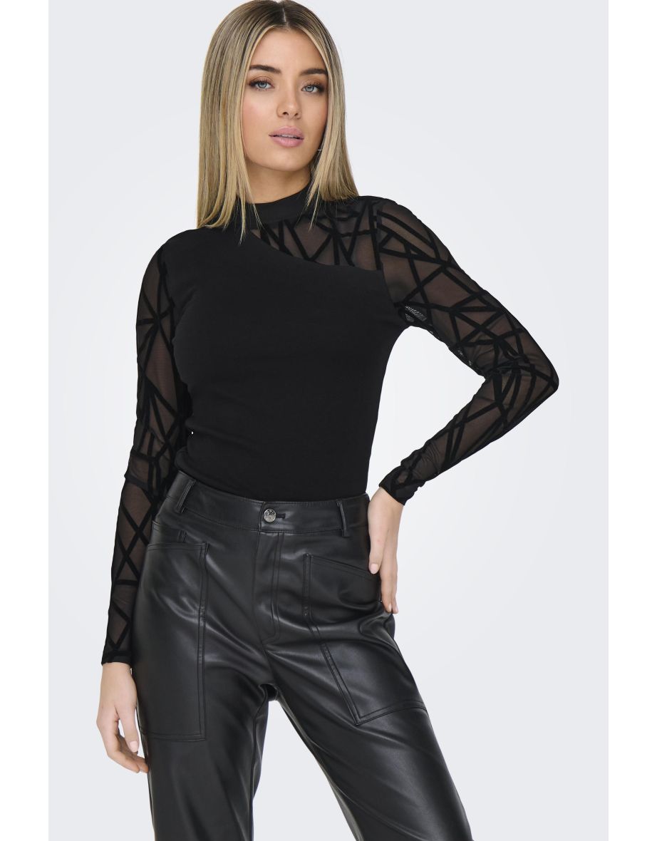 ONLCOLETTE LIFE L/S MESH MIX TOP BOX JRS