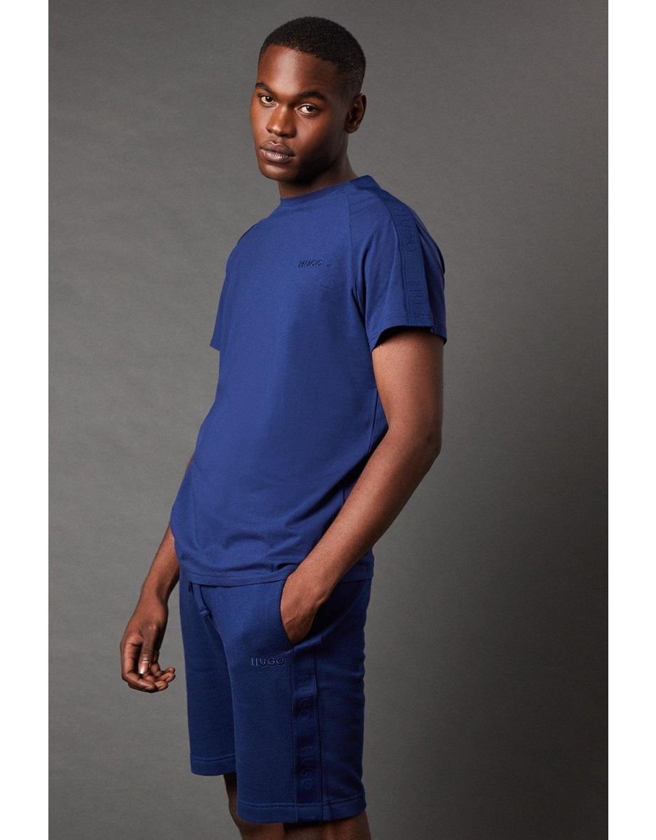 HUGO TAPE TONAL LOGO SHORT SLEEVE T-SHIRT DARK BLUE - dark blue - 3