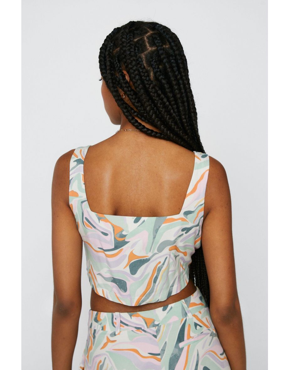 Marble Print Button Crop Top Co-ord - 3