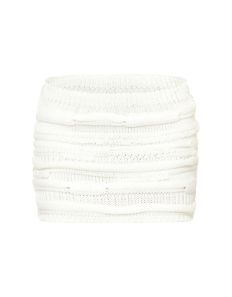 Cream Chunky Raised Contrast Knit Mini Skirt - 4