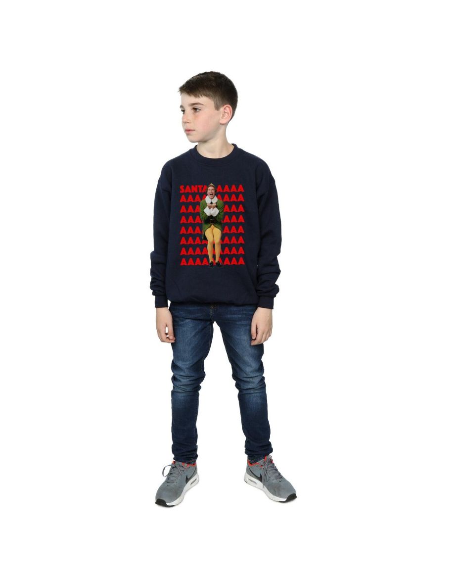 Elf Boys Buddy Santa Scream Sweatshirt - Navy Blue - 3