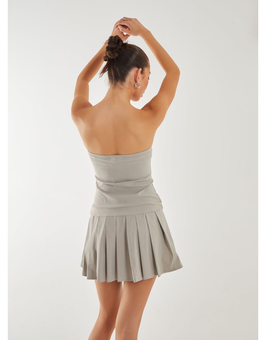 Strapless Pleated Mini Dress - 3
