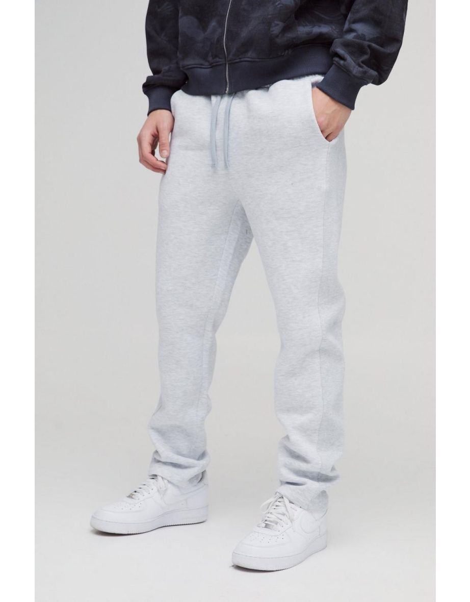 Slim Fit Rib Detail Joggers - grey marl