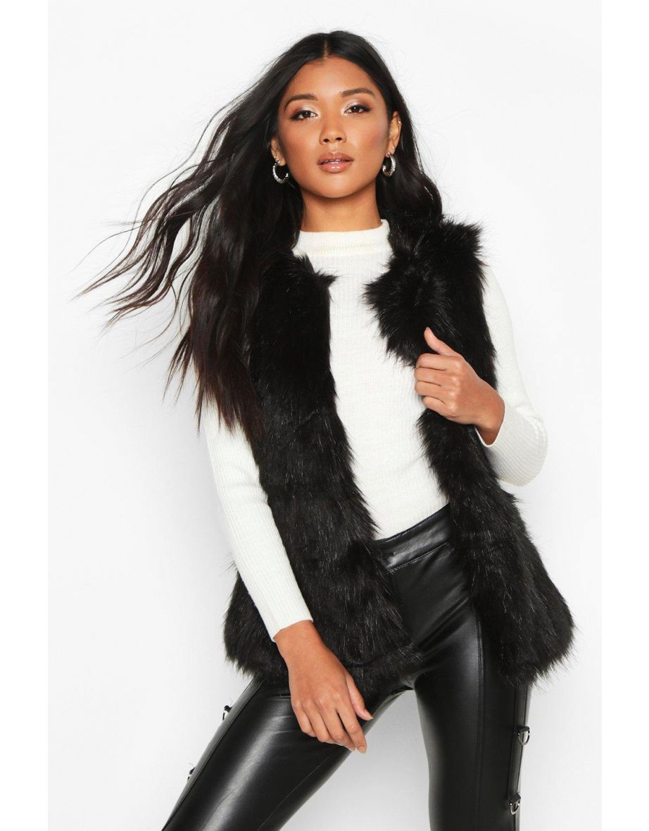 Faux Fur Gilet - black