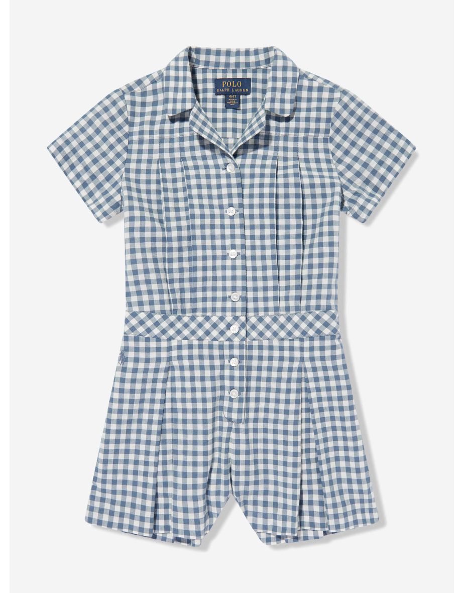 Girls Gingham Playsuit in Blue