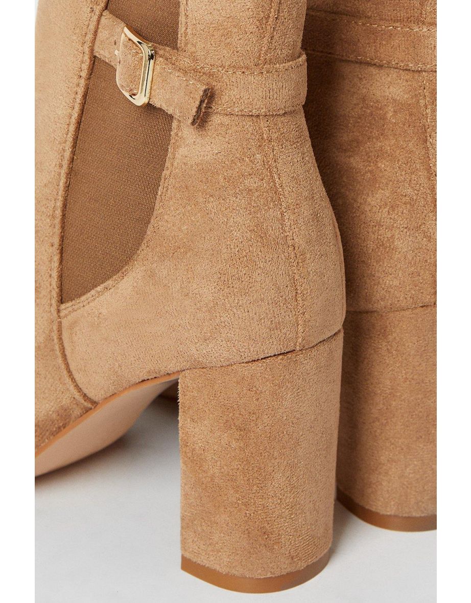 Jillian Faux-suede Ankle Strap High Block Heel Ankle Boots - 3