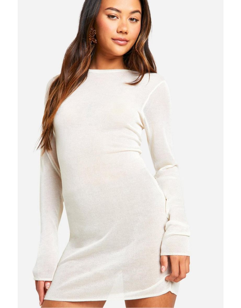 Sheer Fine Knit Micro Mini Dress - 3