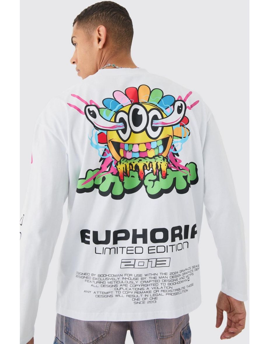 Long Sleeve Euphoria Graphic T-shirt - white - 2