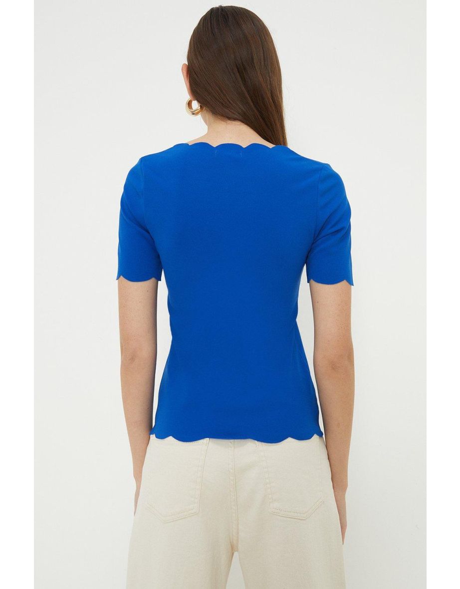 Scalloped Edge Half Sleeve Top - 3