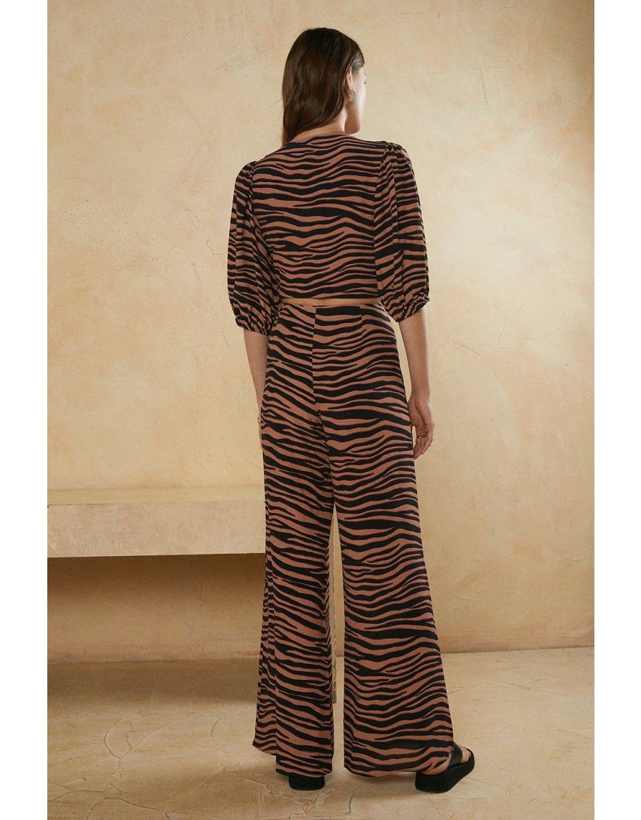 Petite Zebra Printed Wide Leg Trousers - 2