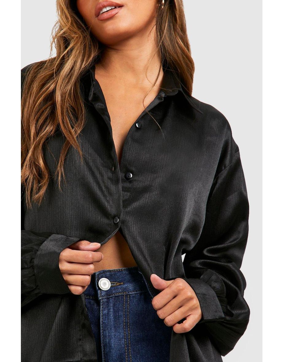 Textured Satin Oversized Shirt - 3